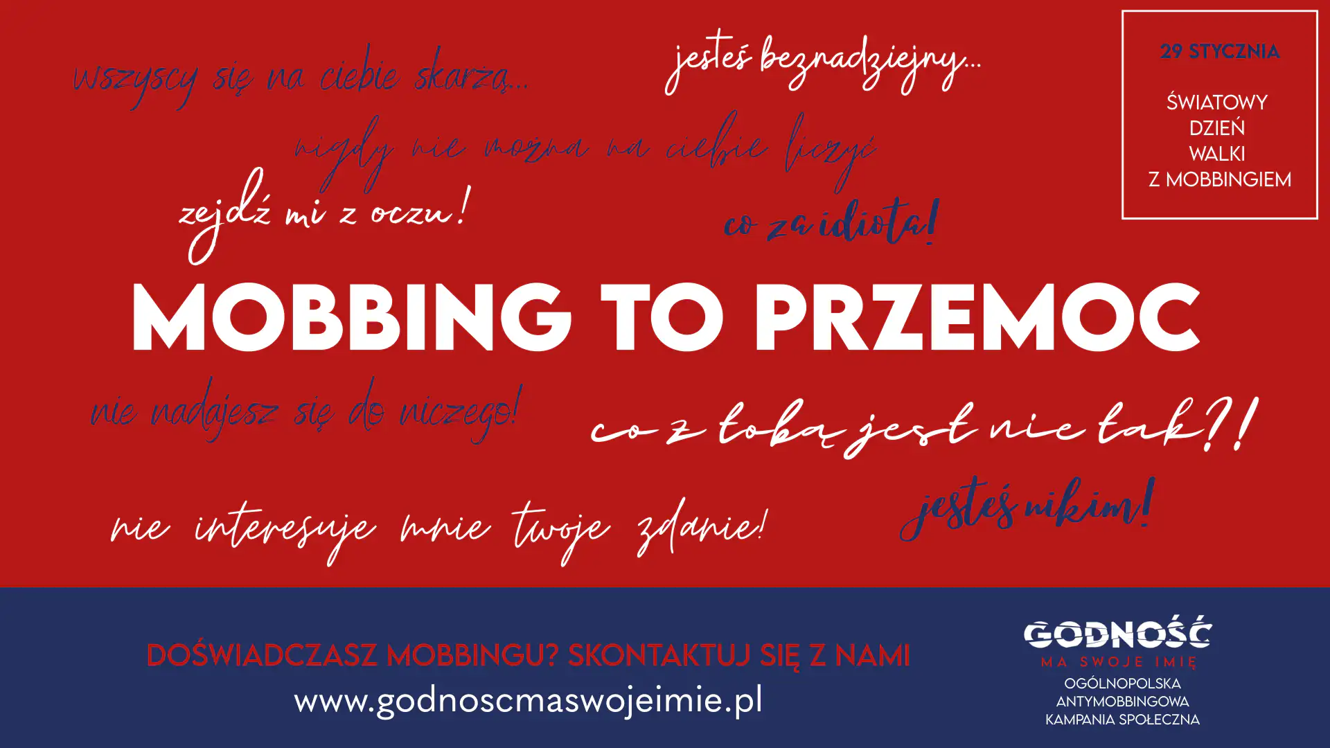 Światowy Dzień Walki z Mobbingiem 29 styczeń