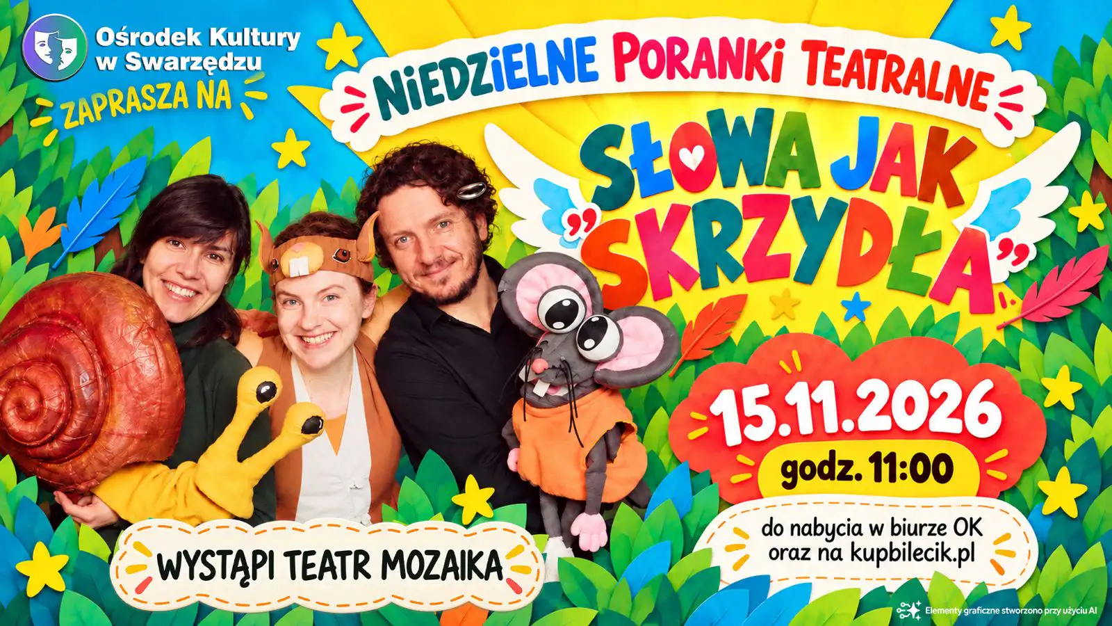Niedzielne Poranki Teatralne wracają do Swarzędza. „Słowa jak skrzydła” już 15 listopada